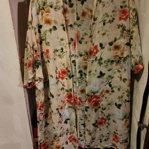 Sheer Rose Print Kimono/Cardigan